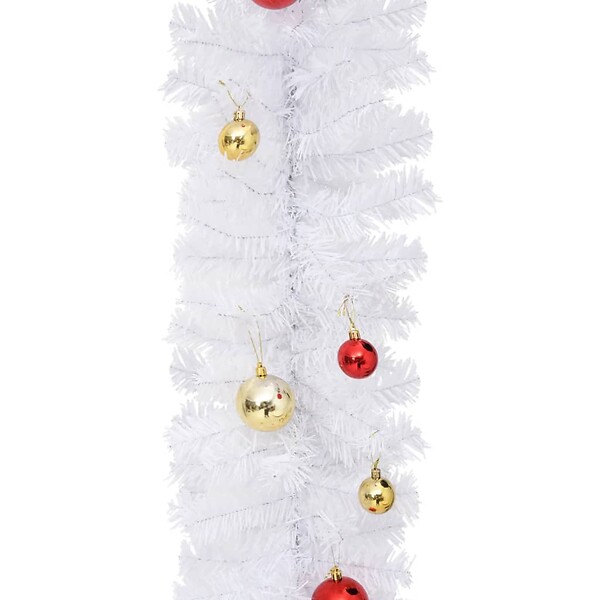 VIDAXL - vidaXL Guirlande de Noël décorée avec boules Blanc 5 m - large