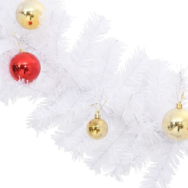 VIDAXL - vidaXL Guirlande de Noël décorée avec boules Blanc 5 m - large