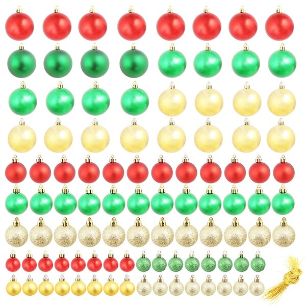 VIDAXL - Boules de Noël 100 pcs Rouge/Doré/Vert - large