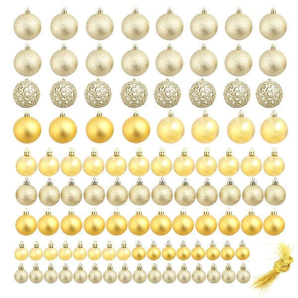 VIDAXL - vidaXL Ensemble de boules de Noël 100 pcs 3/4/6 cm Doré - large