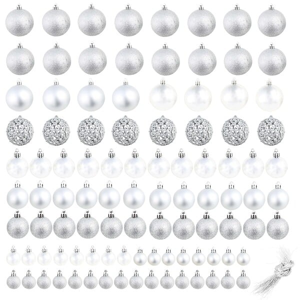VIDAXL - vidaXL Ensemble de boules de Noël 100 pcs 3/4/6 cm Argenté - large