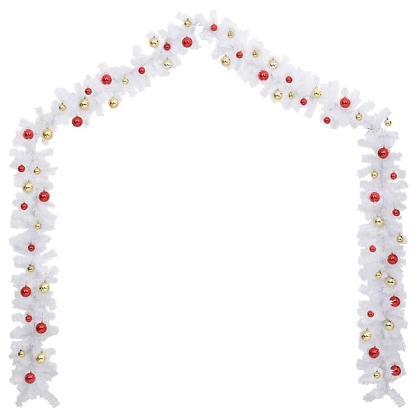 VIDAXL - vidaXL Guirlande de Noël décorée avec boules Blanc 10 m - large