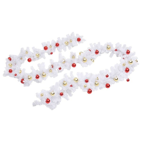 VIDAXL - vidaXL Guirlande de Noël décorée avec boules Blanc 10 m - large