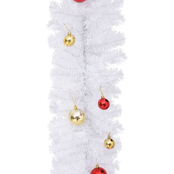 VIDAXL - vidaXL Guirlande de Noël décorée avec boules Blanc 10 m - large