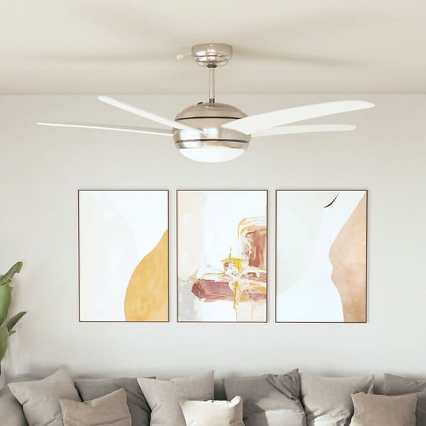 VIDAXL - vidaXL Ventilateur de plafond orné avec lampe 128 cm Blanc - large