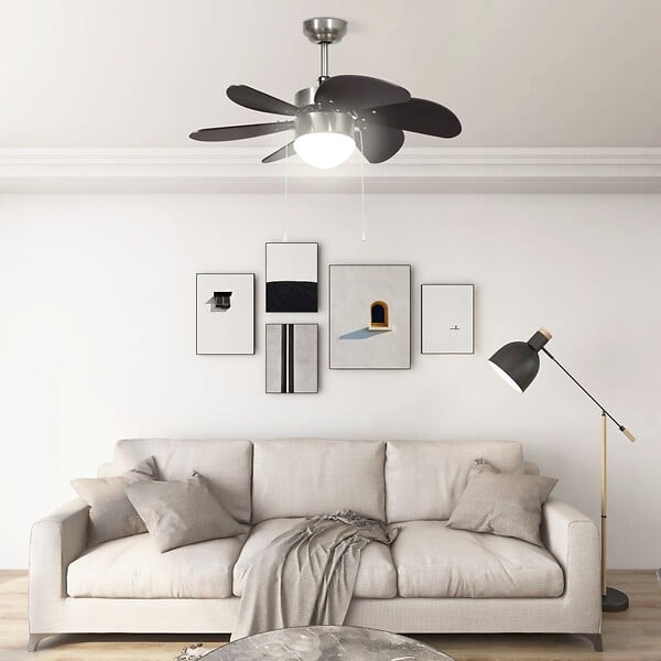 VIDAXL - vidaXL Ventilateur de plafond avec lampe 76 cm Marron foncé - large