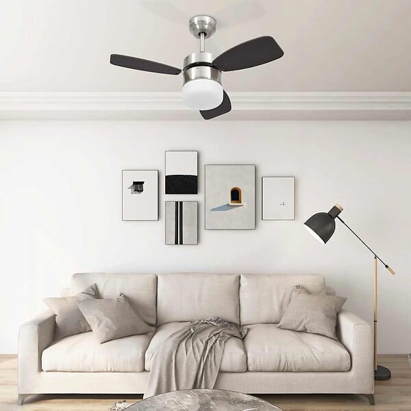 VIDAXL - vidaXL Ventilateur de plafond lampe et télécommande 76 cm Marron foncé - large
