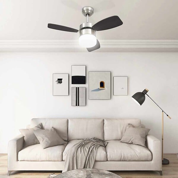 VIDAXL - vidaXL Ventilateur de plafond lampe et télécommande 76 cm Marron foncé - large