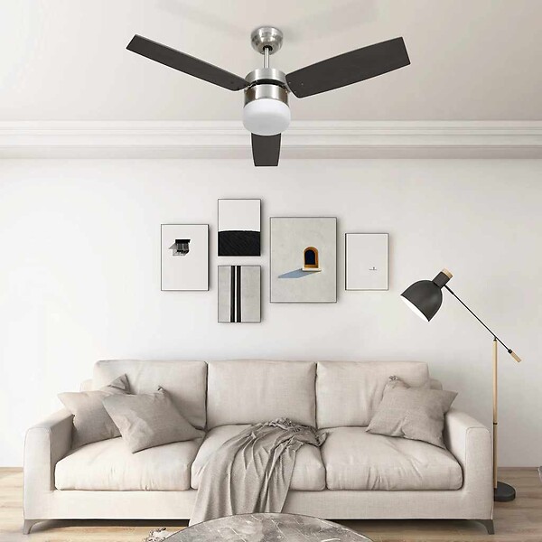 VIDAXL - vidaXL Ventilateur de plafond lampe et télécommande 108cm Marron foncé - large