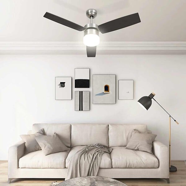 VIDAXL - vidaXL Ventilateur de plafond lampe et télécommande 108cm Marron foncé - large