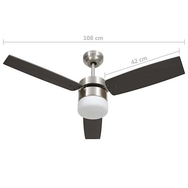 VIDAXL - vidaXL Ventilateur de plafond lampe et télécommande 108cm Marron foncé - large