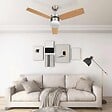 VIDAXL - vidaXL Ventilateur de plafond lampe et télécommande 108cm Marron clair - vignette
