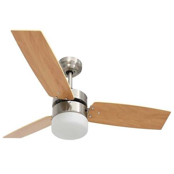 VIDAXL - vidaXL Ventilateur de plafond lampe et télécommande 108cm Marron clair - large