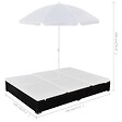 VIDAXL - vidaXL Chaise longue d'extérieur avec parasol Résine tressée Noir - vignette