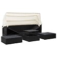 VIDAXL - vidaXL Lit de jardin avec toit Noir Résine tressée - vignette
