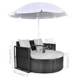VIDAXL - vidaXL Lit de jardin avec parasol Noir Résine tressée - vignette
