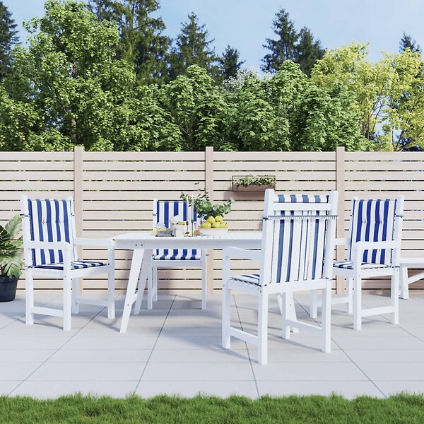 VIDAXL - vidaXL Coussins de chaise à dossier bas lot de 4 rayures bleu et blanc - large
