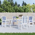 VIDAXL - vidaXL Coussins de chaise à dossier bas lot de 4 rayures bleu et blanc - vignette