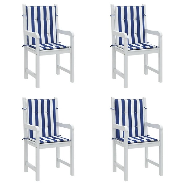 VIDAXL - vidaXL Coussins de chaise à dossier bas lot de 4 rayures bleu et blanc - large