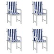 VIDAXL - vidaXL Coussins de chaise à dossier bas lot de 4 rayures bleu et blanc - vignette