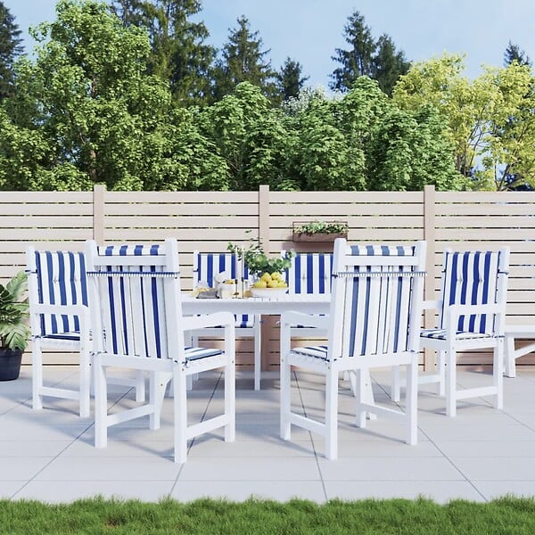 VIDAXL - vidaXL Coussins de chaise à dossier bas lot de 6 rayures bleu et blanc - large