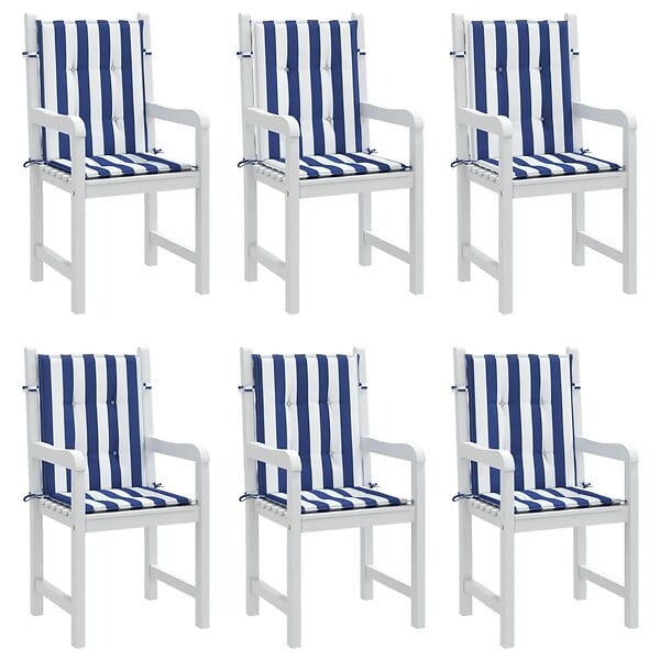 VIDAXL - vidaXL Coussins de chaise à dossier bas lot de 6 rayures bleu et blanc - large