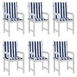 VIDAXL - vidaXL Coussins de chaise à dossier bas lot de 6 rayures bleu et blanc - vignette