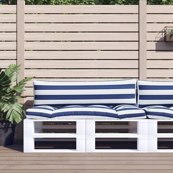 VIDAXL - vidaXL Coussins de palette lot de 2 rayures bleues/blanches - large