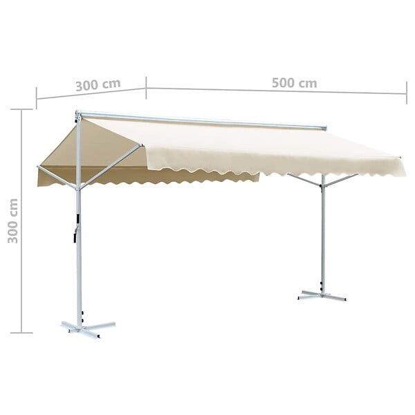 VIDAXL - vidaXL Auvent sur pied 500 x 300 cm Crème - large