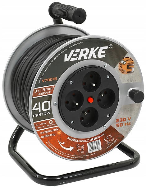 ENTREPOT BRICO - Enrouleur de rallonge de 40 m, 3 x 1,5 mm - large