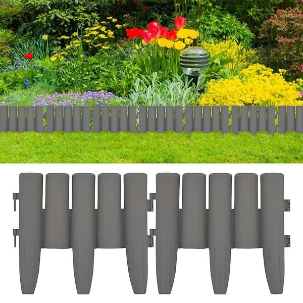 VIDAXL - vidaXL Bordures de pelouse 36 pcs Gris 10 m PP - large
