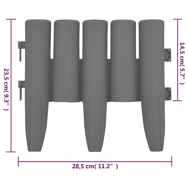 VIDAXL - vidaXL Bordures de pelouse 36 pcs Gris 10 m PP - large