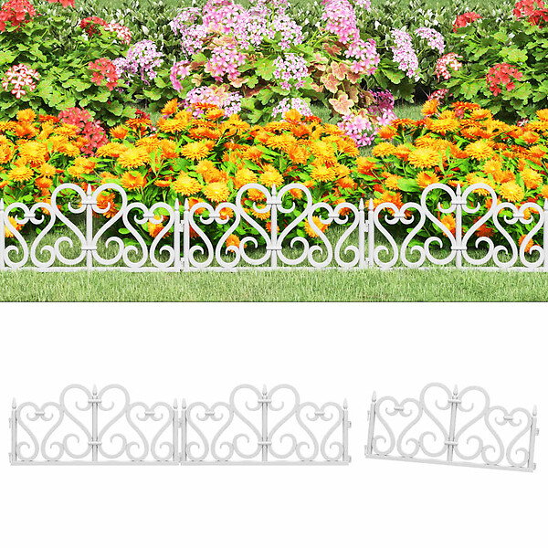 VIDAXL - vidaXL Bordures de pelouse 17 pcs Blanc 10 m PP - large