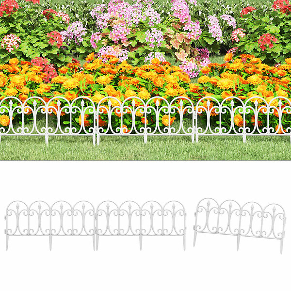 VIDAXL - vidaXL Bordures de pelouse 17 pcs Blanc 10 m PP - large