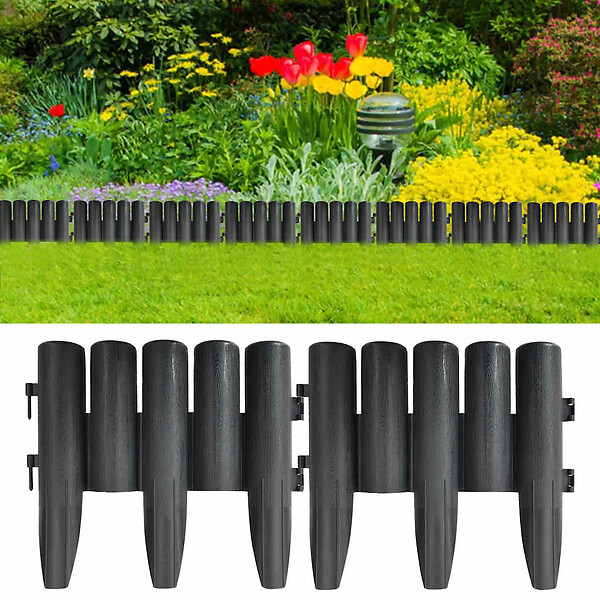 VIDAXL - vidaXL Bordures de pelouse 36 pcs Anthracite 10 m PP - large