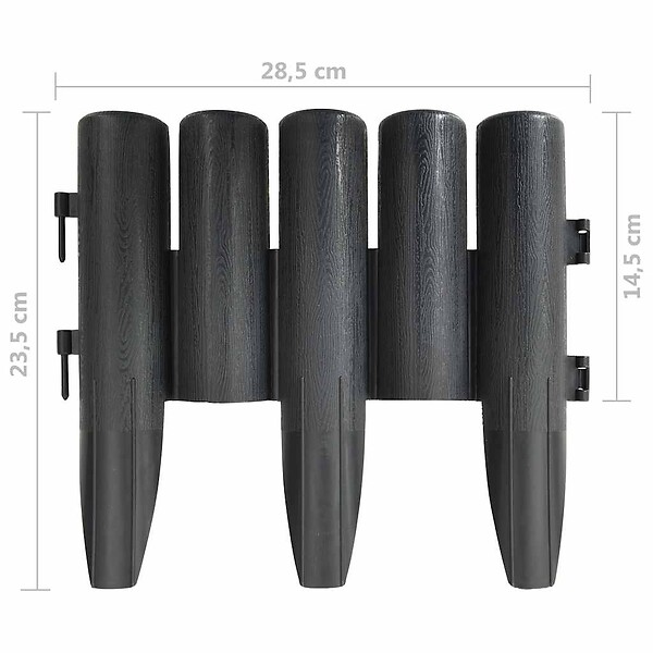 VIDAXL - vidaXL Bordures de pelouse 36 pcs Anthracite 10 m PP - large