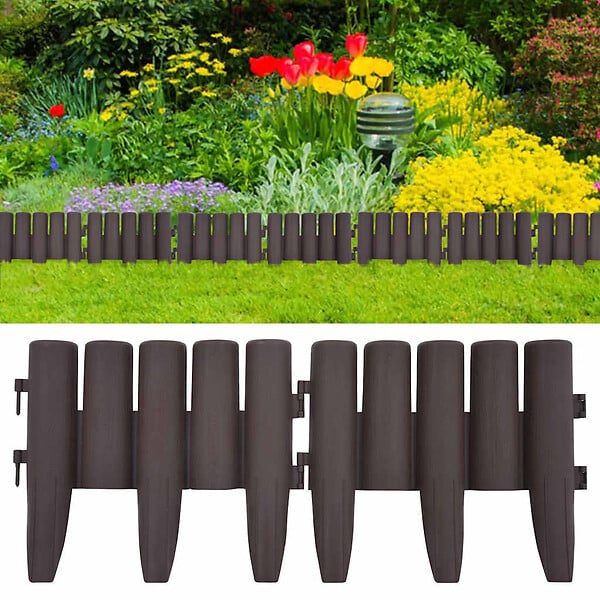 VIDAXL - vidaXL Bordures de pelouse 36 pcs Marron 10 m PP - large