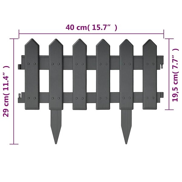 VIDAXL - vidaXL Bordures de pelouse 25 pcs Anthracite 10 m PP - large