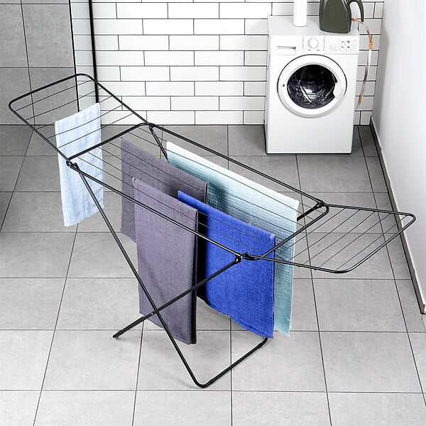 ENTREPOT BRICO - Étendoir séchoir à linge pliable en métal noir 181 cm - large