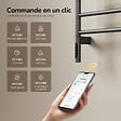 EMKE - EMKE Sèche-serviettes électrique salle de bain, Barres Pivotantes 180 degrés, 78 x 45 cm, WiFi App/Alexa, Écran tactile, Gris - vignette