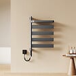 EMKE - EMKE Sèche-serviettes Électrique 76,9 x 45 cm, Barres pivotantes 180 degrés avec Étagère, WiFi App/Alexa, 120W, Gris - vignette
