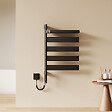 EMKE - EMKE Sèche-serviettes Électrique 76,9 x 45 cm, Barres pivotantes 180 degrés avec Étagère, WiFi App/Alexa, 120W, Noir - vignette