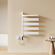 EMKE - EMKE Sèche-serviettes Électrique 76,9 x 45 cm, Barres pivotantes 180 degrés avec Étagère, WiFi App/Alexa, 120W, Blanc - vignette