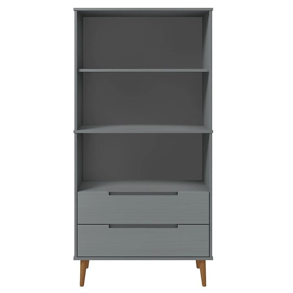 VIDAXL - vidaXL Bibliothèque MOLDE Gris 85x35x170,5 cm Bois massif de pin - large