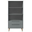 VIDAXL - vidaXL Bibliothèque MOLDE Gris 85x35x170,5 cm Bois massif de pin - vignette