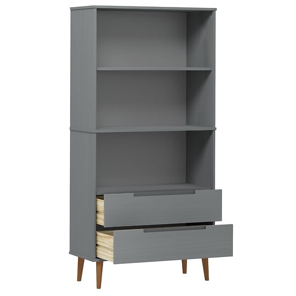 VIDAXL - vidaXL Bibliothèque MOLDE Gris 85x35x170,5 cm Bois massif de pin - large