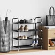 VIDAXL - vidaXL Range-chaussures avec 4 étagères Métal et Tissu non tissé Noir - vignette