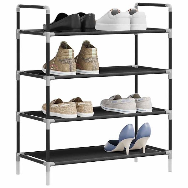 VIDAXL - vidaXL Range-chaussures avec 4 étagères Métal et Tissu non tissé Noir - large