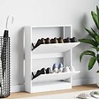 VIDAXL - vidaXL Armoire à  chaussures Blanc 59x17x81 cm Bois d'ingénierie - vignette