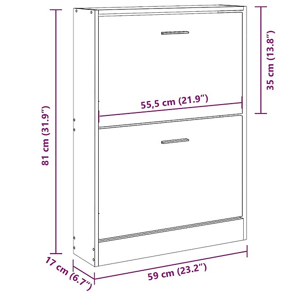 VIDAXL - vidaXL Armoire à  chaussures Blanc 59x17x81 cm Bois d'ingénierie - large